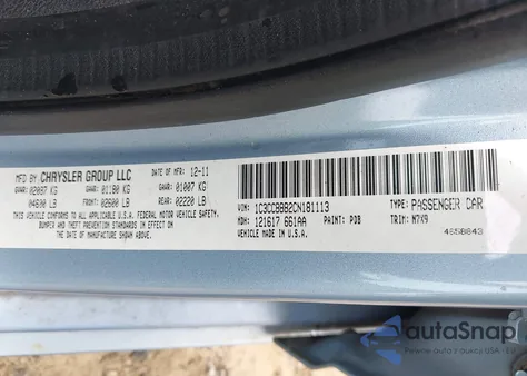 2012 Chrysler 200 Touring z USA, uszkodzony, nr VIN 1C3CCBBB2CN181113